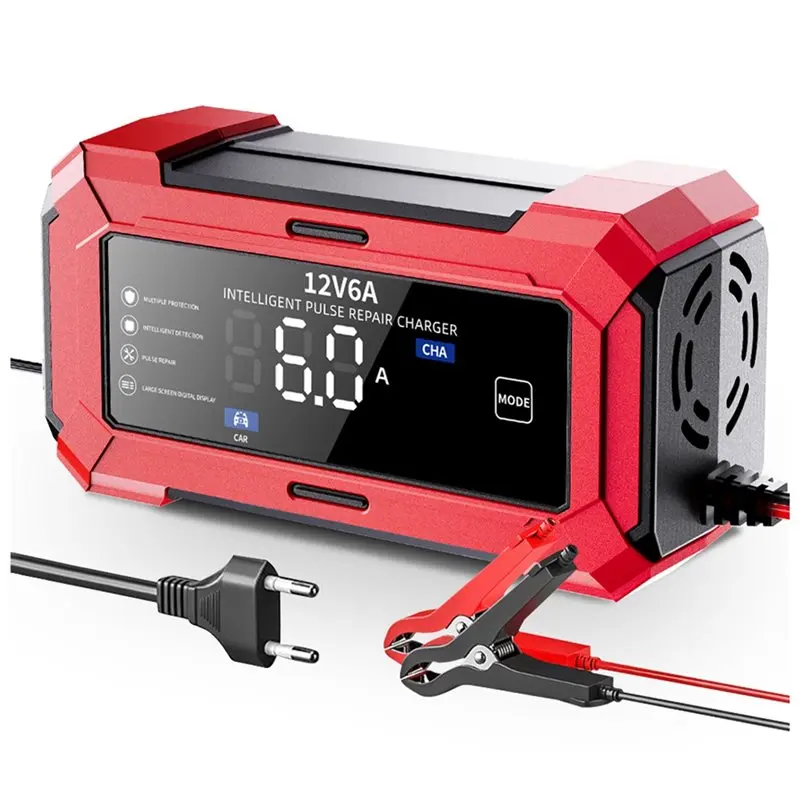 B92B-For Smart Pulse 12V 6A Repair LCD Display For Lead-Acid& Li- Battery, Overcharge/Reverse/Over-Temp Protected EU