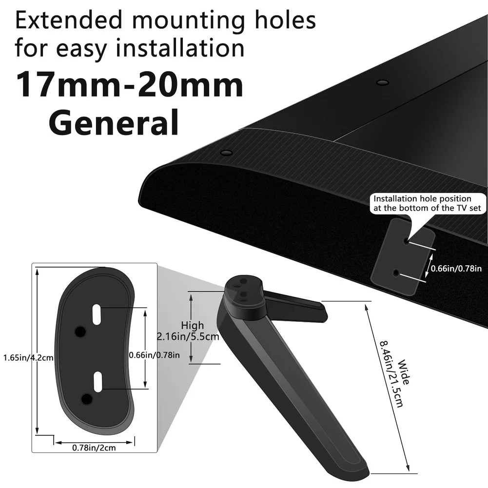 Sturdy TV Stand Mount Base for For flat Screen Televisions - ABS and Metal Construction with Balanced For flat Support