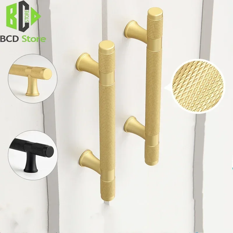 BCD Simple Kitchen Cabinet Wardrobe Door Handles Drawer Knobs And Handles For Furniture Gold Black Knurled Nordic Style