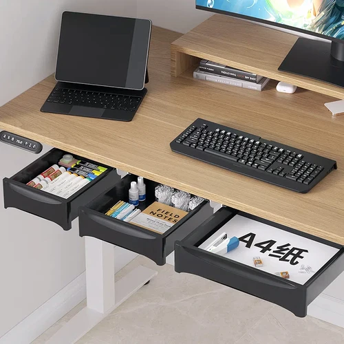 Cajón de almacenamiento oculto para escritorios de oficina y hogar. Una caja de almacenamiento de papelería sin necesidad de perforación debajo del escritorio.