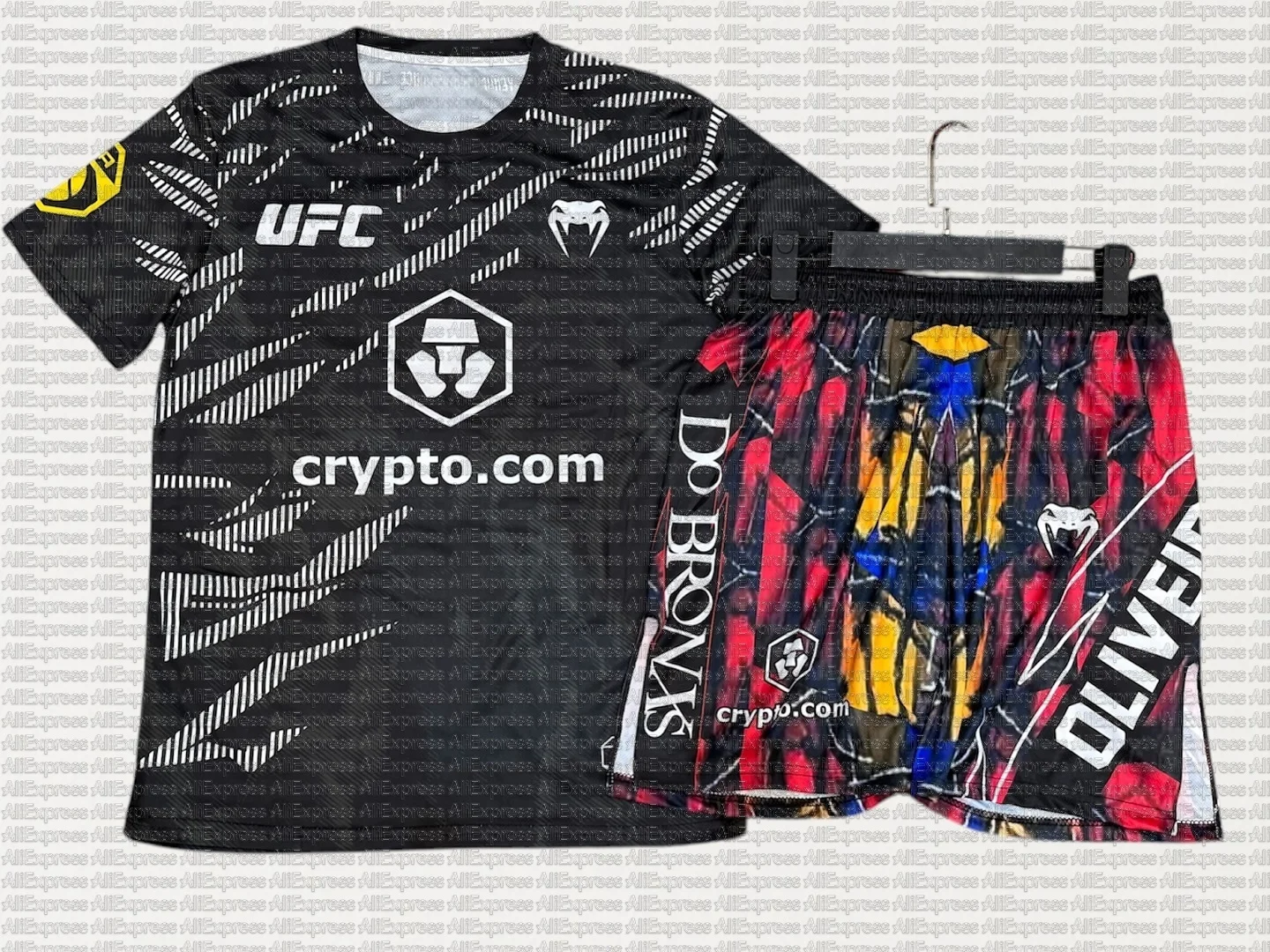 

Charles Oliveira Red UFC Edition Boxing Fighting Tee And Shorts Set for Men Comfortable Wrestling Running Sweat-Absorbing Jersey