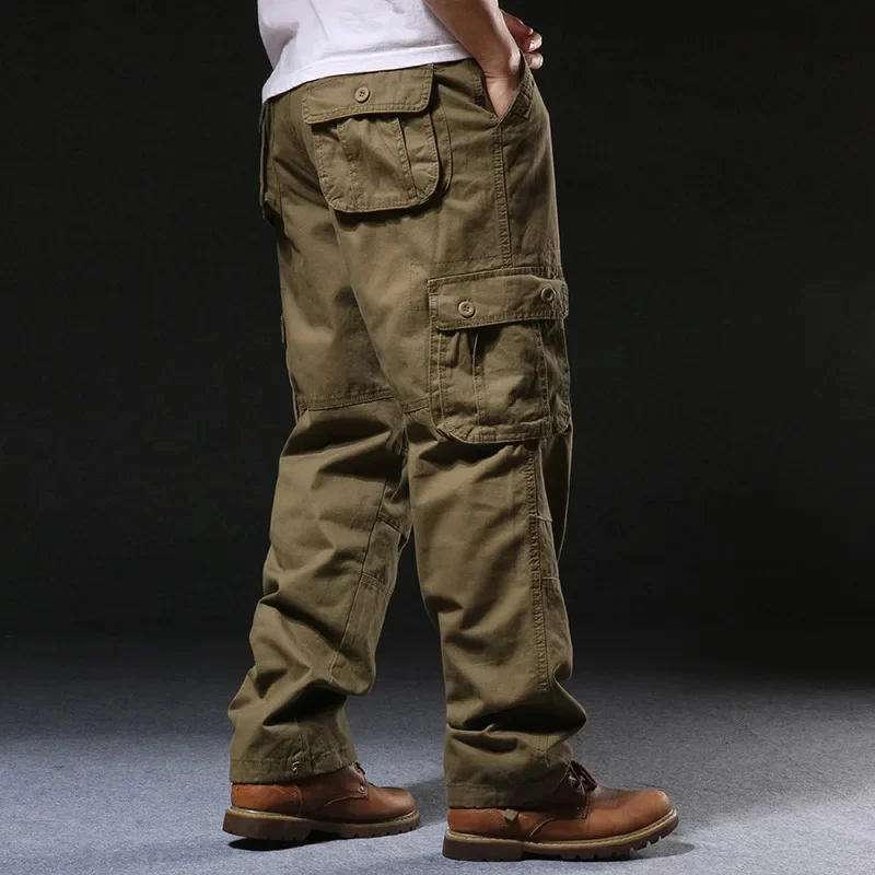 Spring summer Autumn Winter Men's Cargo Pants Four Seasons Wear Casual Loose Wide-leg Trousers Plus Fertilizer Size Fat Man