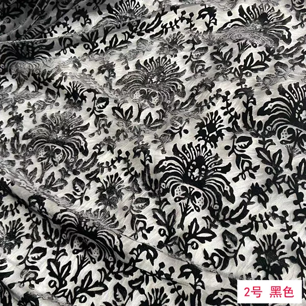 140cm Burnt Out Flower Silk Floral Velvet Fabric for Dresses