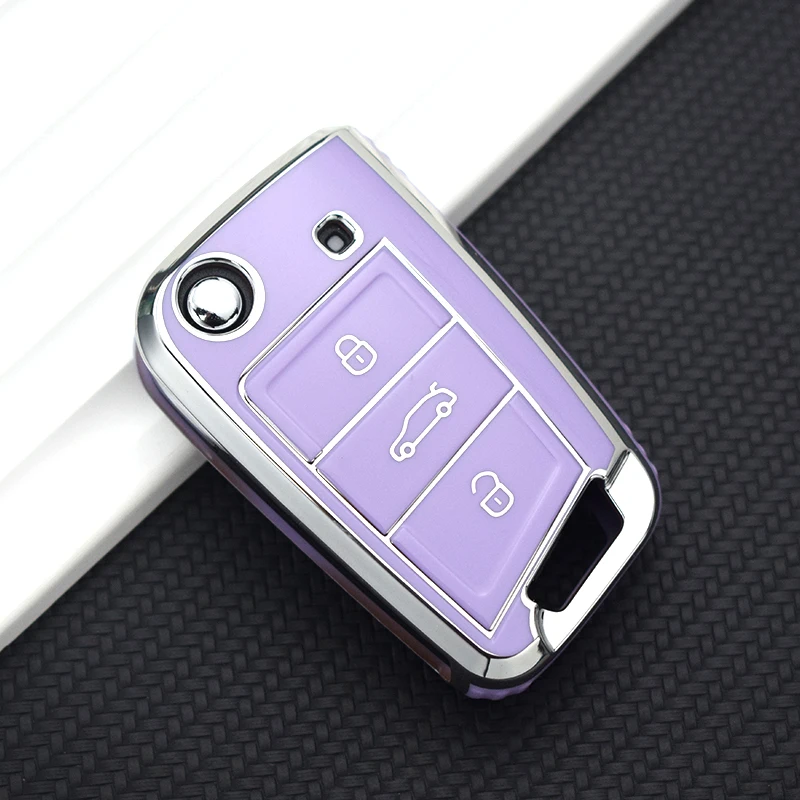 For VW Polo Skoda Octavia A7 Kodiaq Seat Ateca Leon Golf 7 MK7 VII Tiguan Soft TPU Car Key Cover Case Shell Fob Holder Protector