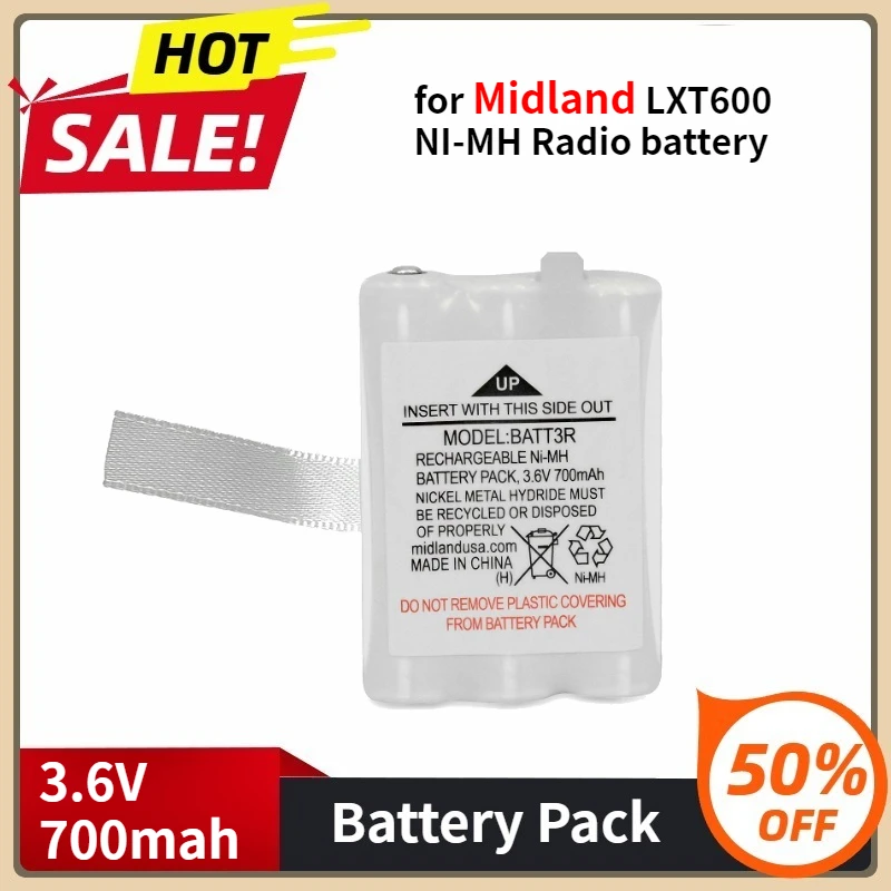 BATT-3R Walkie Talkie Battery for Midland LXT600 NI-MH Radio Battery 3.6V 700mah