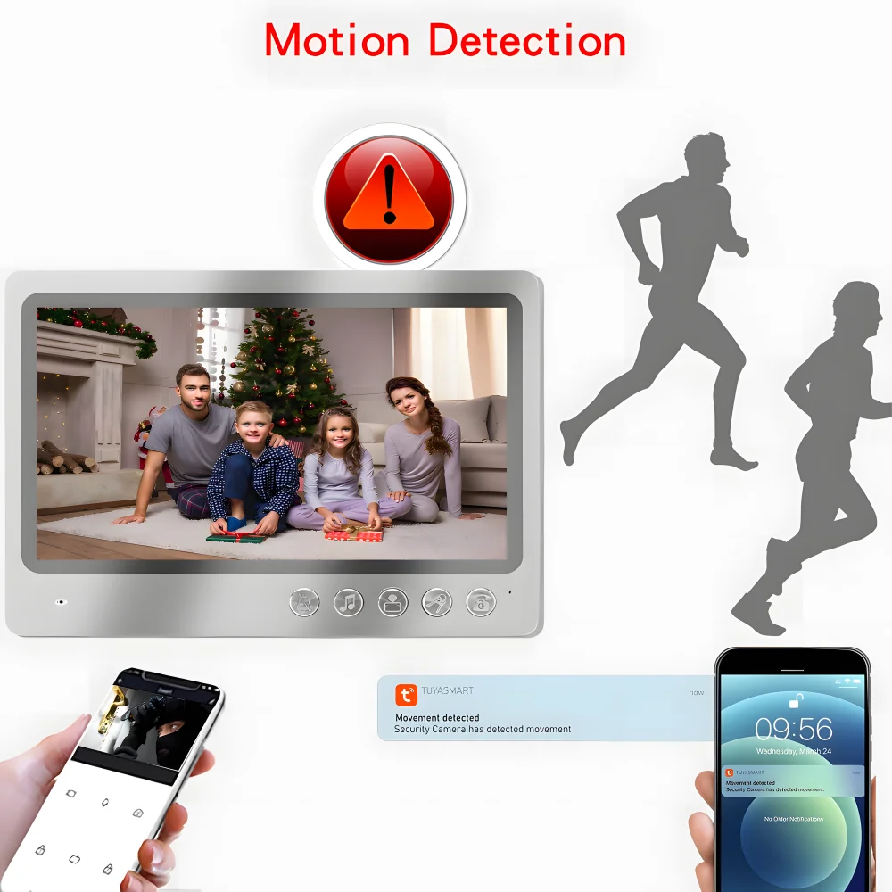 9 Inch Tuya Smartlife Wireless Wifi Monitor Screen for Apartment Video Intercom System Home Interphone Remote Unlock Door Entry