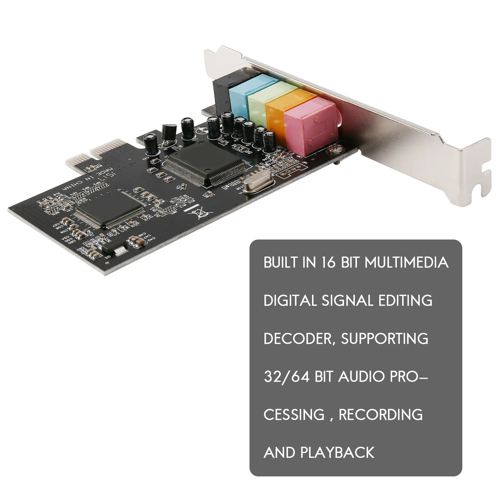 

Звуковая карта L68APCIe 5.1, аудиокарта PCI Express Surround 3D для ПК с высокой производительностью прямого звука и низкопрофильным кронштейном