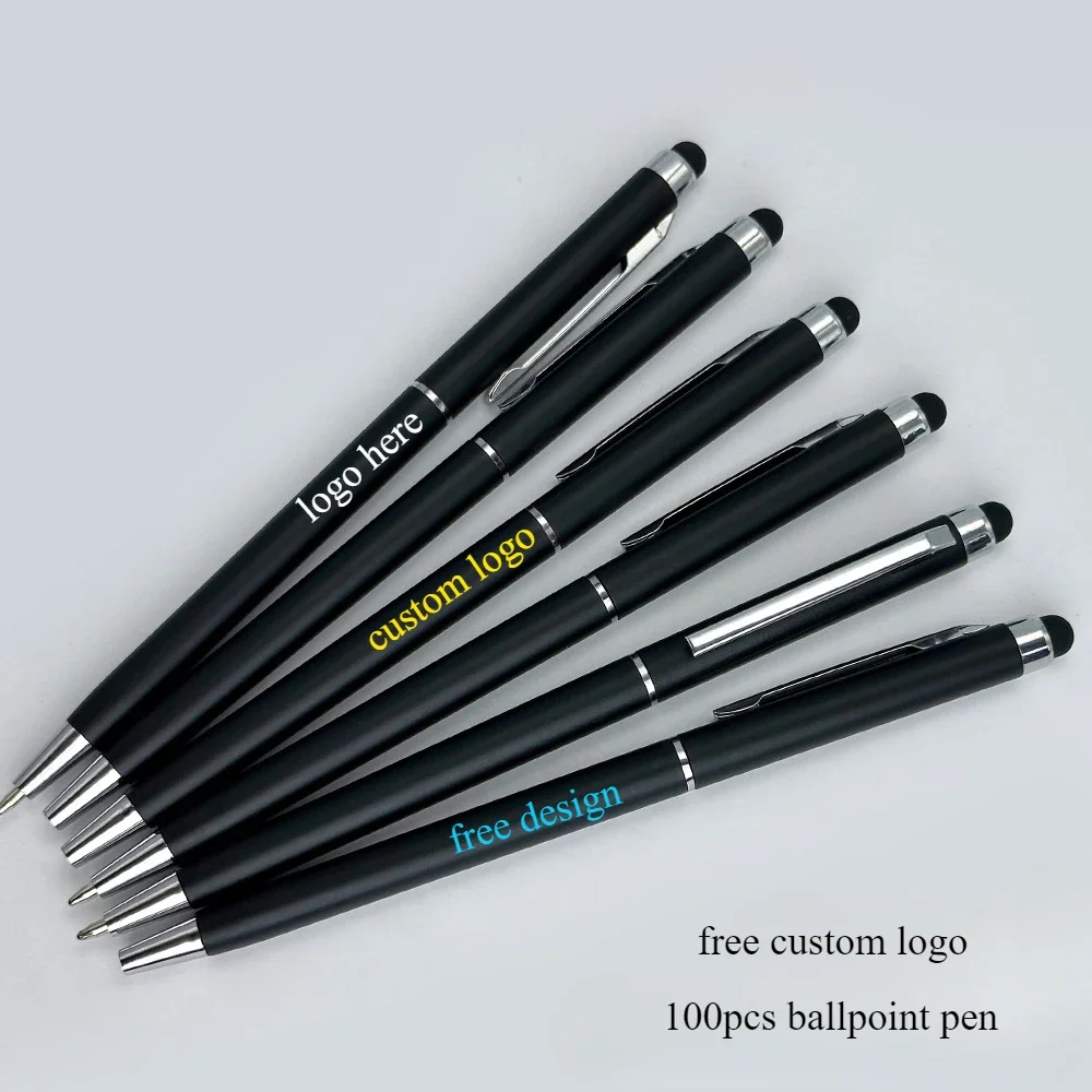 100-pcs-plastic-matte-pens-free-custom-logo-ballpoint-pens-business-office-school-wedding-gift