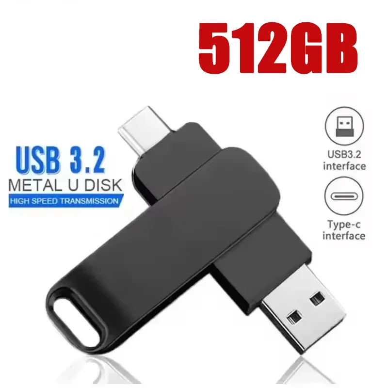 512GB USB 3.2 2-in-1 Flash-Laufwerk Hochgeschwindigkeits-Metall-Pendrive Wasserdichter Typ-C Speicherstick für Handy PC Laptop Datenübertragung 2026