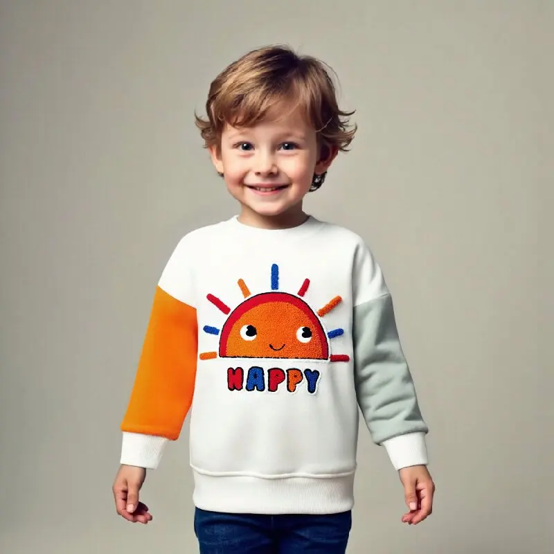 

Детская одежда Little maven, весенне-осенние толстовки с рисунком солнца и солнца для мальчиков, топы с надписью «HAPPY», уличная одежда для маленьких мальчиков, толстовка с капюшоном, От 2 до 7 лет