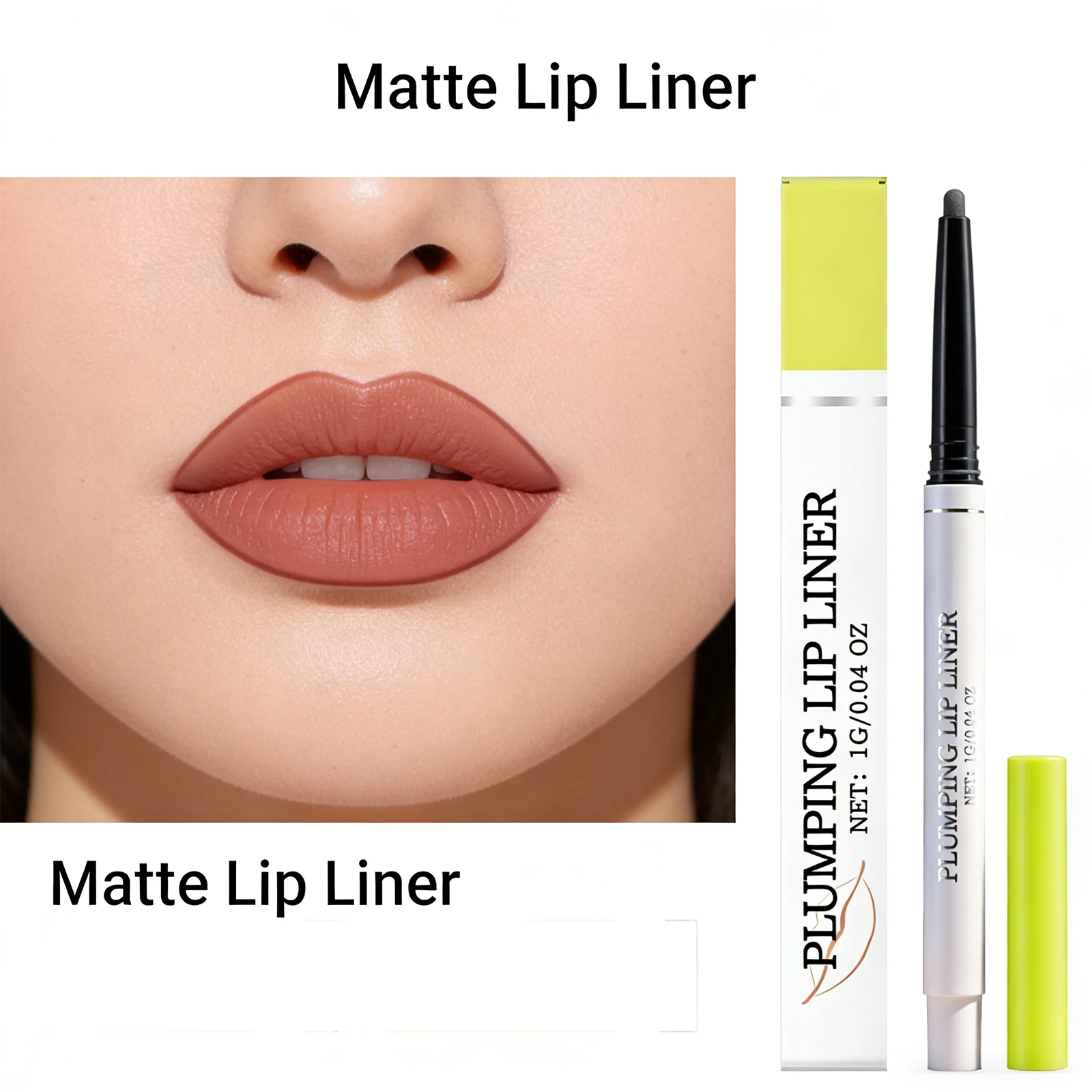 Matte Lip Liner Natural Outline Lip Shape Long Lasting Not Easy Fade Makeup Lip Pen for Full Lips Even Color Coverage Non-stick