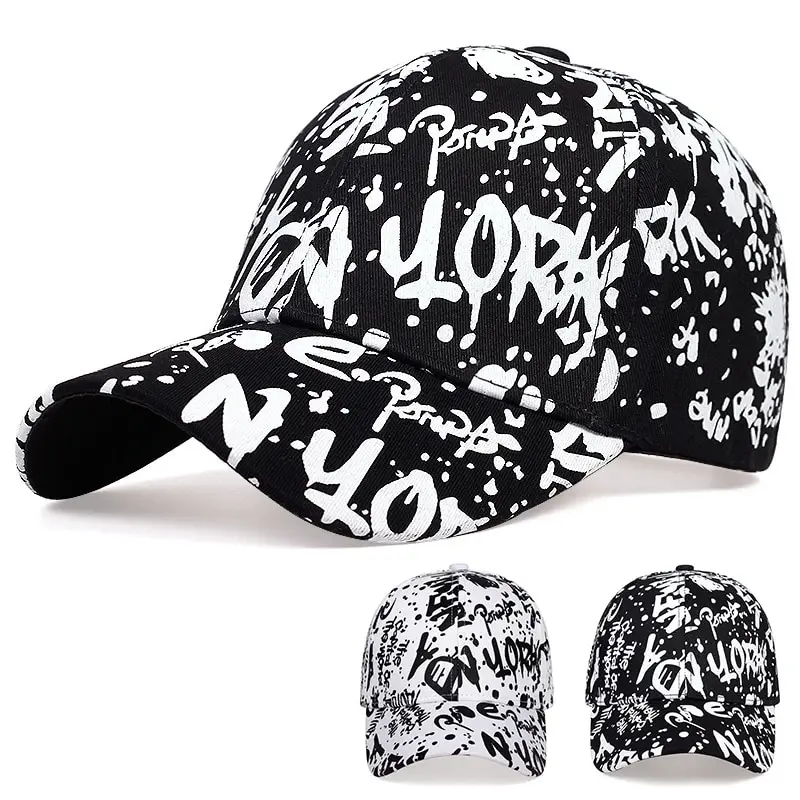 Unisex Letter Graffiti Print Baseball Caps Spring Autumn Outdoor Adjustable Casual Hats Sunscreen Hat