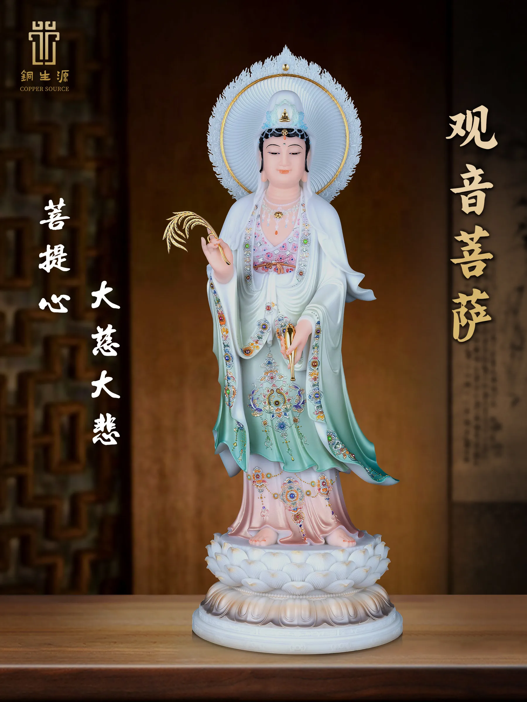 XL Western Three Saints Buddha Statue Guanyin Bodhisattva Amitabha Buddha is on the rise to Bodhisattva's home image ornament
