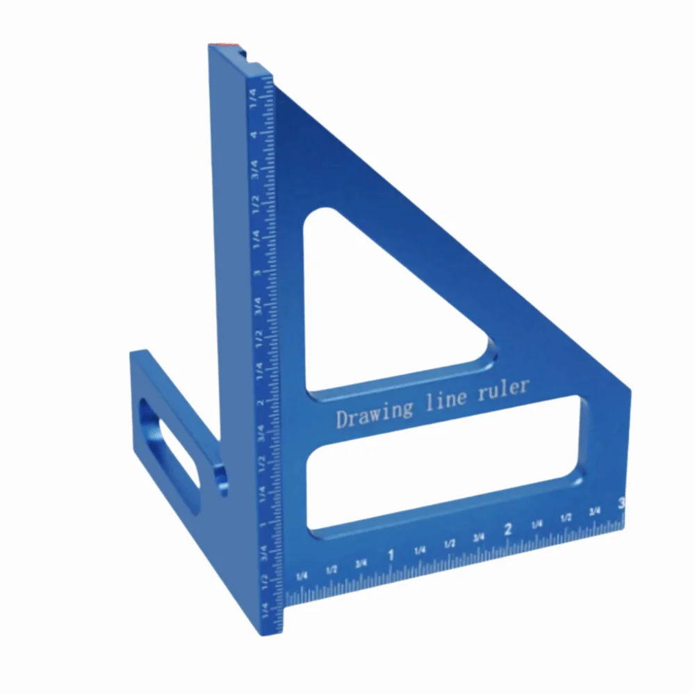 Multi Angle Measuring Triangle Ruler 45 90 Degree Aluminum Alloy Woodworking Square Protractor Blue Miter Triangle Ruler
