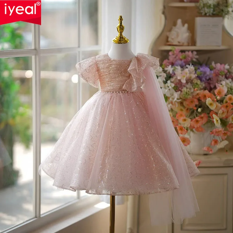 IYEAL Kids Girls' Evening Dress High-End Flower Girl Wedding Dress Princess Dress Host Piano Performance Ball Gown
