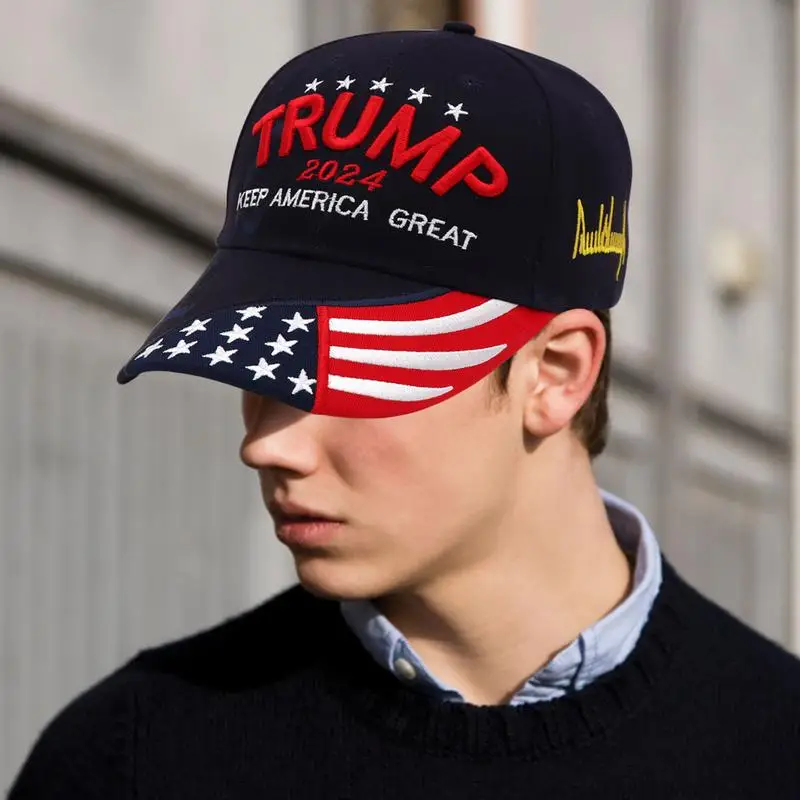 2024 MAGADonaldTrump Hat 45-47 MAKE AMERICAs GREAT AGAIN Slogan Adjustable Embroidered American USA Flag Baseball Cap