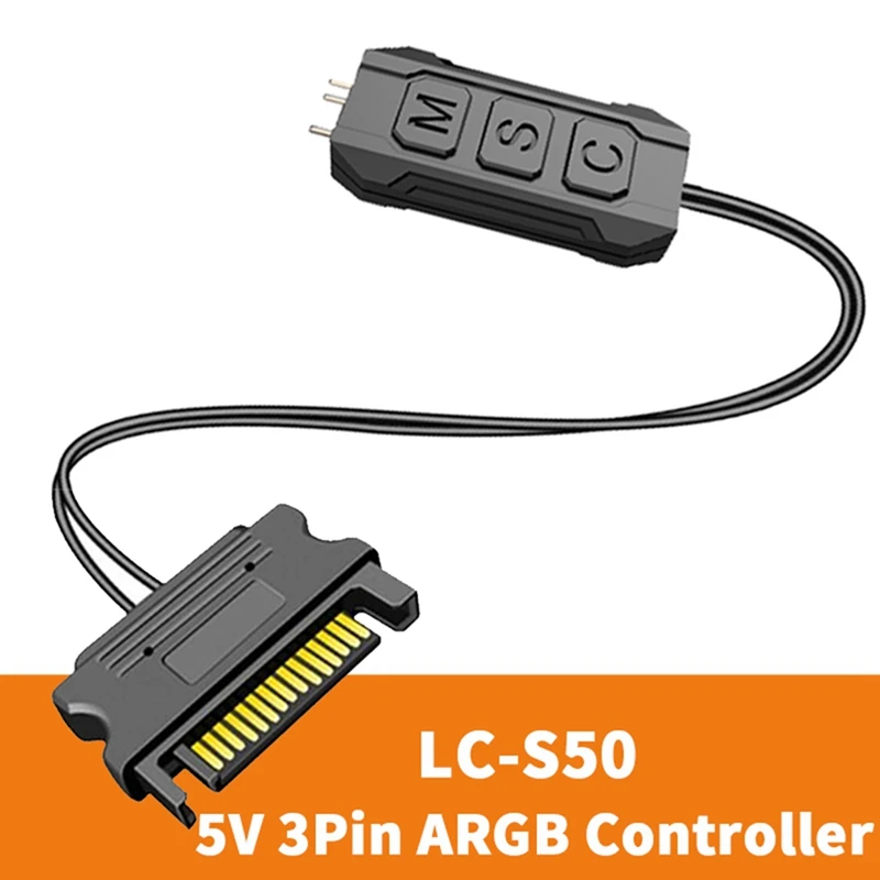 LC-S50 argb 5v 3pin ao controlador de luz da relação da sincronização de sata para o fã do caso do computador
