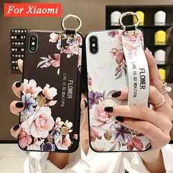 For Xiaomi Mi 14 Pro Poco X6 Pro M6 M4 M5 F5 Case Fashion Flower Hand Band Phone Holder Cover for Redmi Note 13 Pro Plus 5G 13C