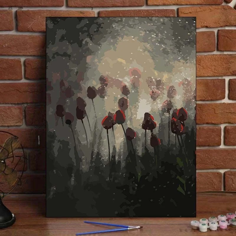 

A-0153 Lavender Field Landscape Oil Painting, Hand Painted Floral Art, Countryside Decor