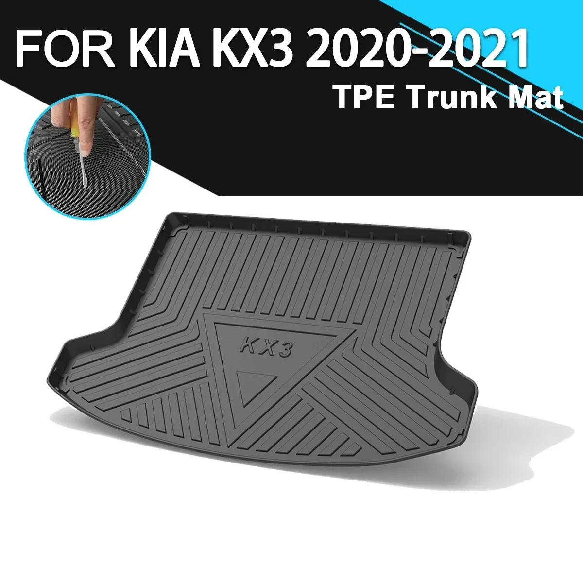 

Car Rear Trunk Cover Mat Rubber TPE Waterproof Non-Slip Cargo Liner Accessories For KIA KX3 2020-2021