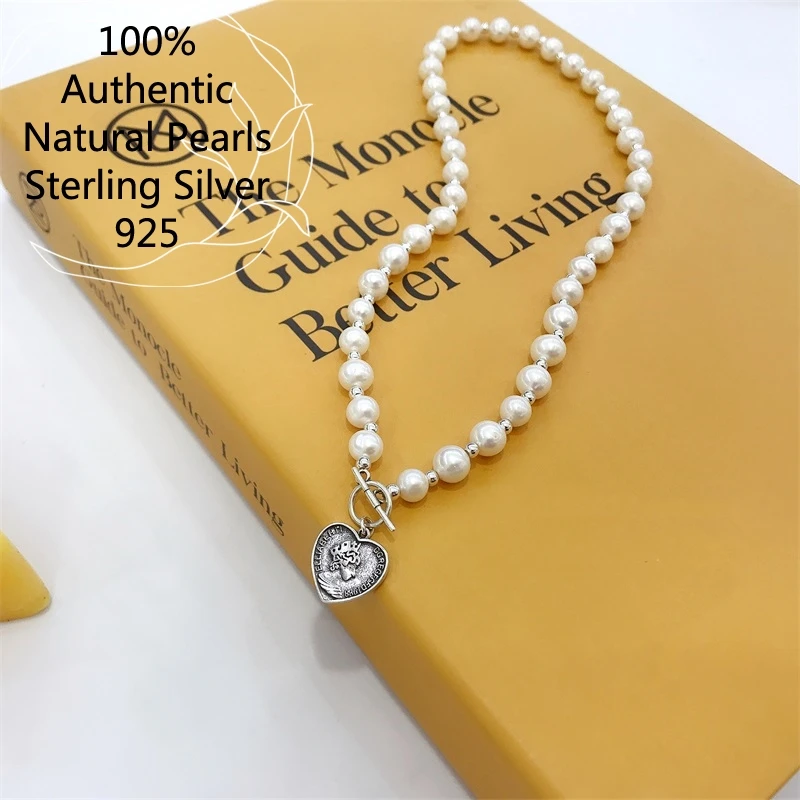 Silver Ball Pearl Initial Necklace Chain Collares Collar De Plata 925 Para Prata Mujer Original Jewelry 진주 목걸이 For Women 진주목걸이