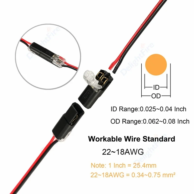 2-100pcs Wire Connector Terminal 2pin Electric Cable No Welding 2 Way Quick Splice Compact 2 Pin Wire LED Connectors Terminals