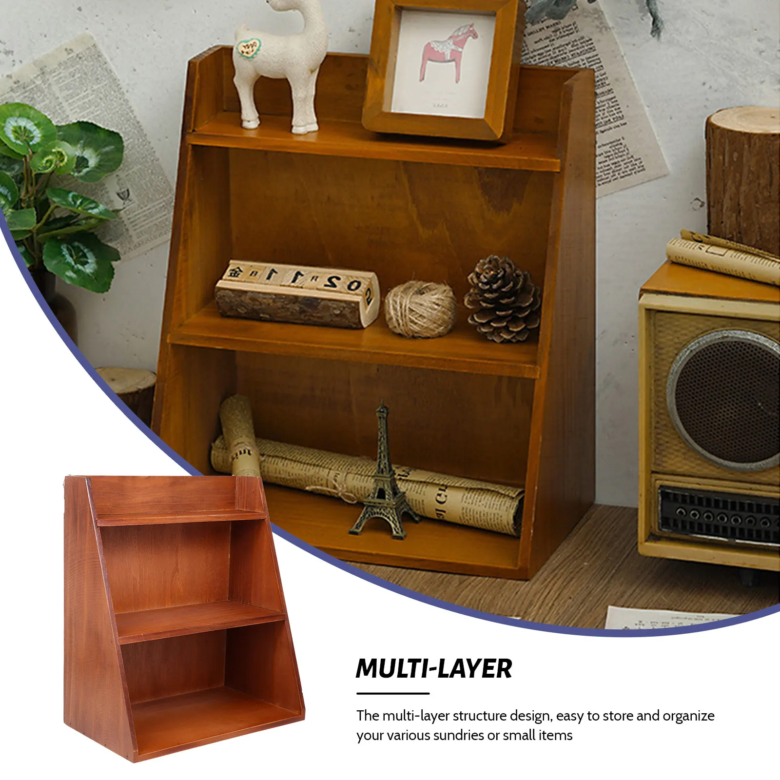 

3Pcs Wooden Multi-layer Storage Rack Stylish Storage Shelf Versatile Sundries Organizer Practical Storage Solution