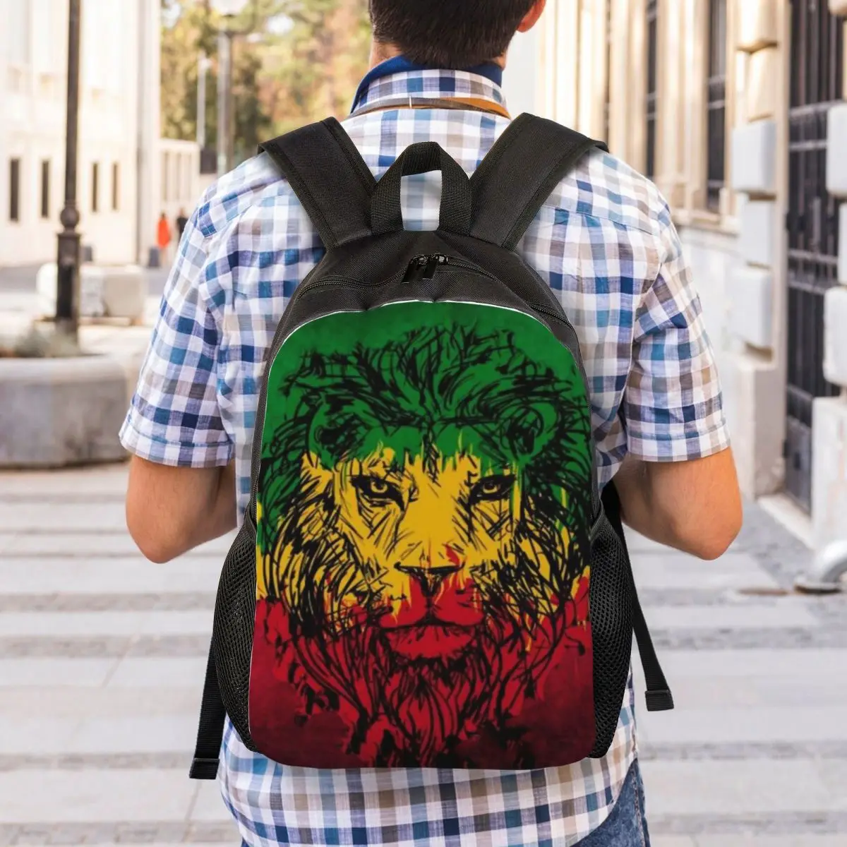 Custom Lion Of Judah Rasta Jamaican Reggae Backpack for Women Men School College Students Bookbag  Rastafarian Art Bags