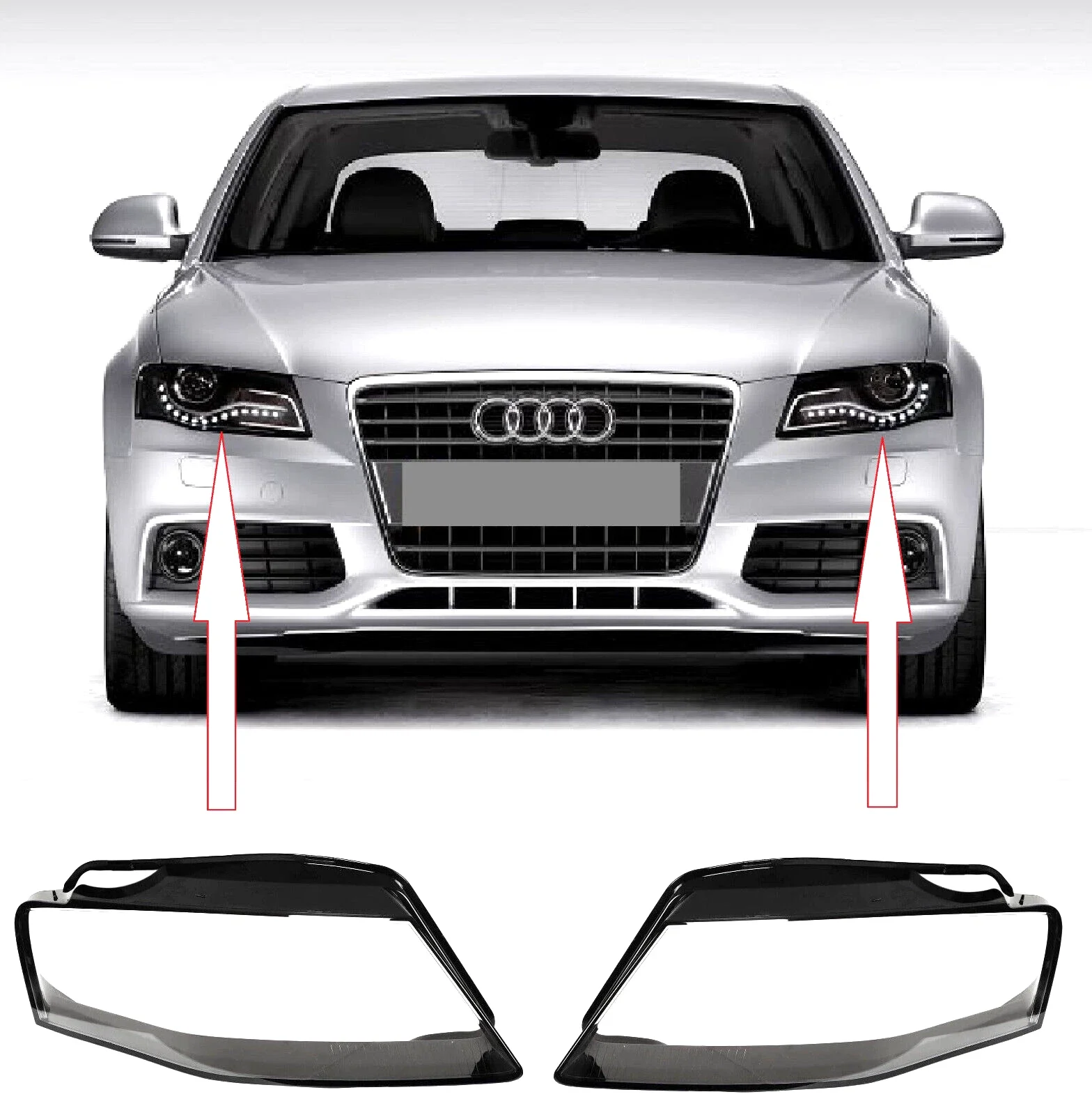 

8K0941029C 8K0941029AQ 8K0941030AQ левая/правая крышка объектива передней фары автомобиля прозрачный корпус лампы для Audi A4 B8 S4 2009 ~ 2012