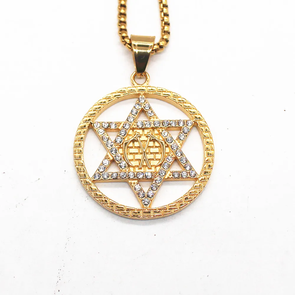 Star of David Necklace Women/Men Hiphop Jewelry Stainless Steel Judaica Hebrew Pendants Hanukkah Christmas Long Chain