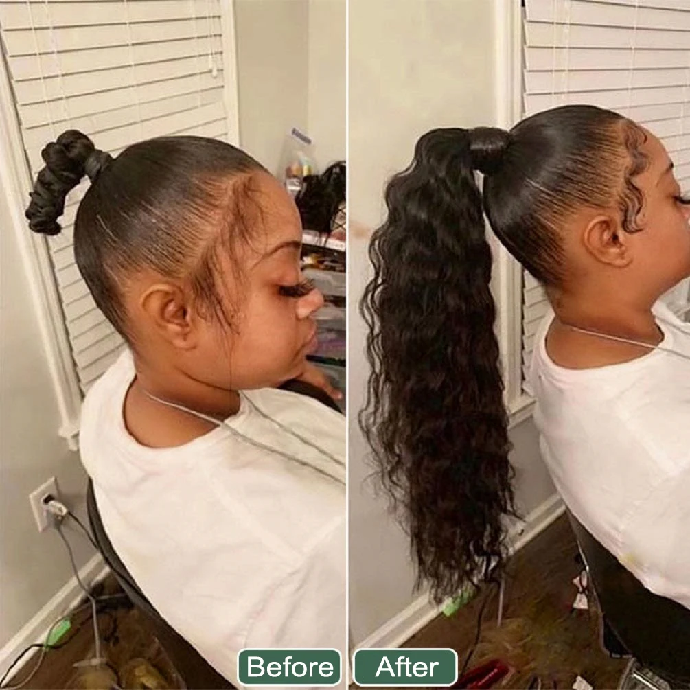 

22 inches corn wave style wrap around synthetic ponytail with clips easy to use ponytail hair extension