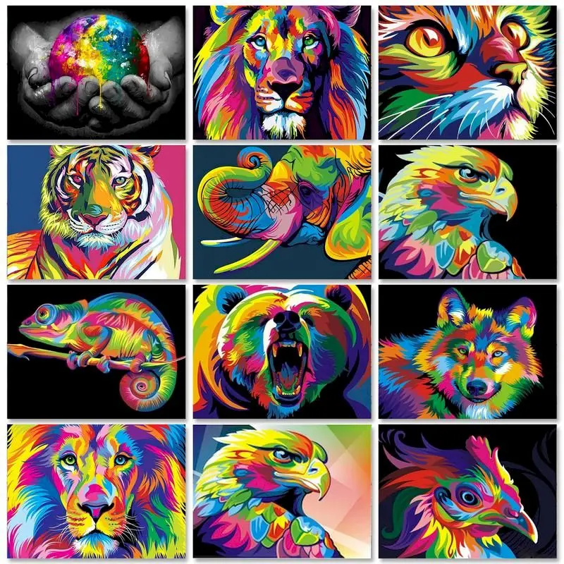 

GATYZTORY 60x75cm Painting By Number For Adults HandPainted Animals On Canvas Diy Frame Picture By Numbers Home Decors Art Gift