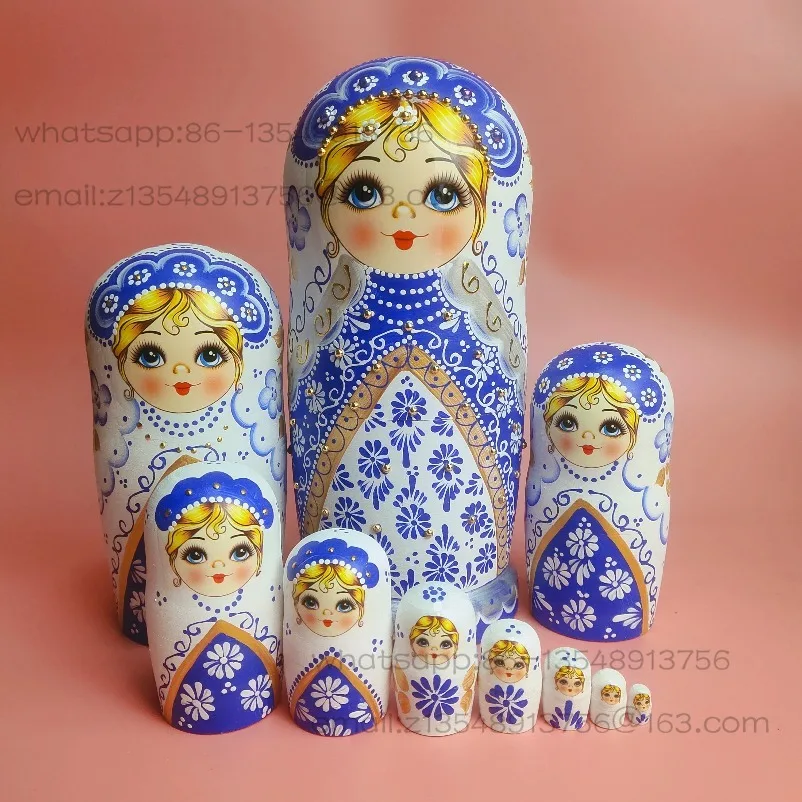 

Russian Style 10-layer Wooden Nesting Dolls Painted Gifts, Holiday Souvenirs, Smart Toys, Children's Holiday Gifts