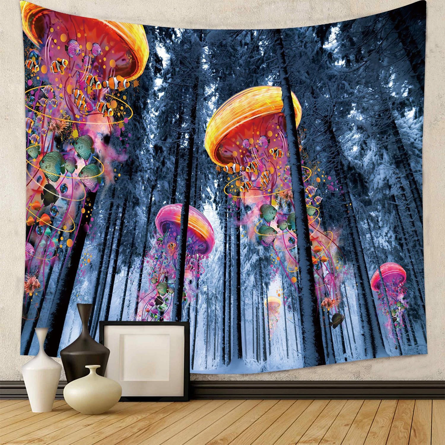 VIKAMA Jellyfish & World Map Tapestry Wall Hanging, 6 Assorted Designs, Wall Art Decor for Bedroom Living Room