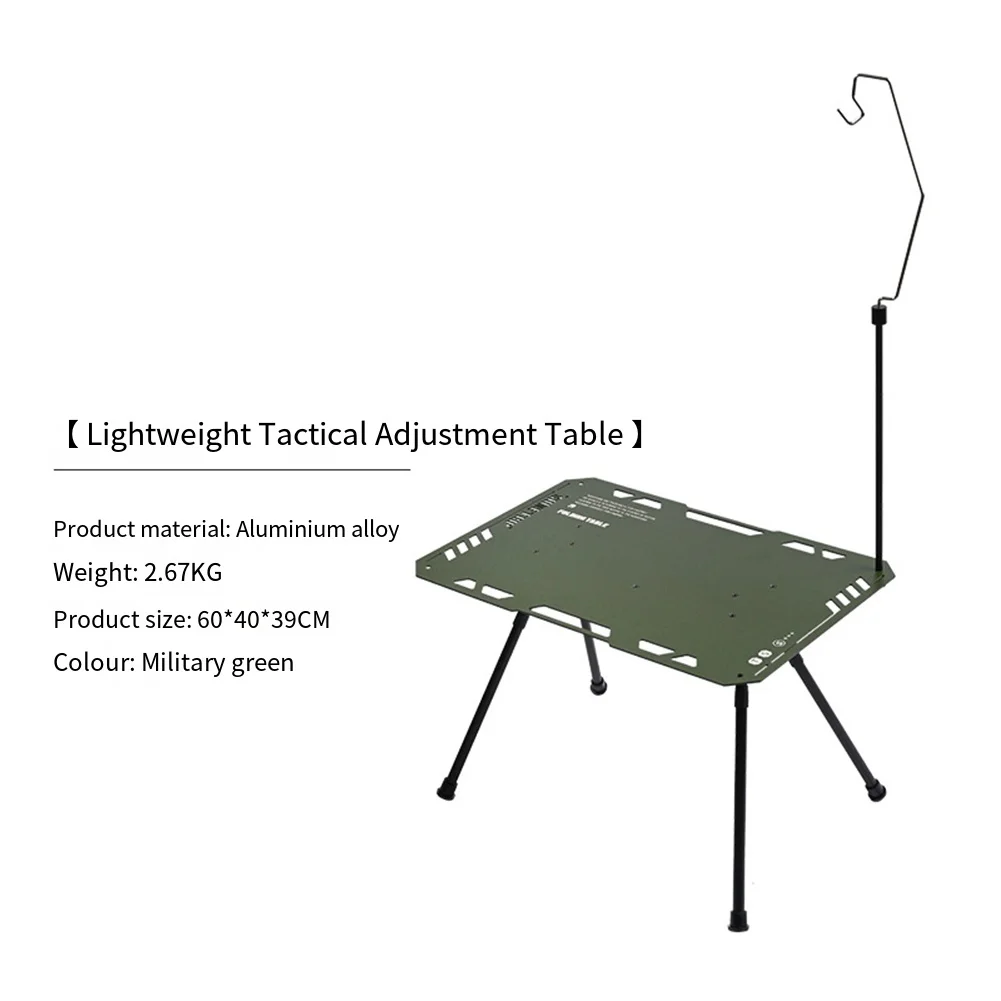 

Portable Folding Camping Table Adjustable and Lightweight Picnic Table with Expandable Desktop and Double Layer Storage