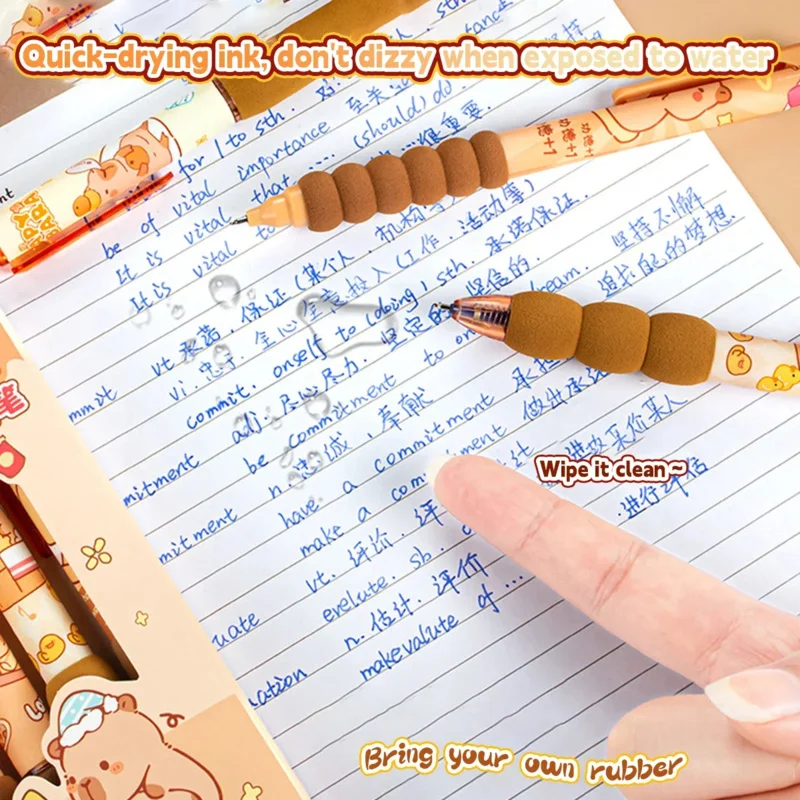 

Новинка, 5 шт., гелевые ручки с изображением капибары, стираемые и многоразовые чернильные ручки, без размазывания, для школы, офиса, канцелярские принадлежности, подарки