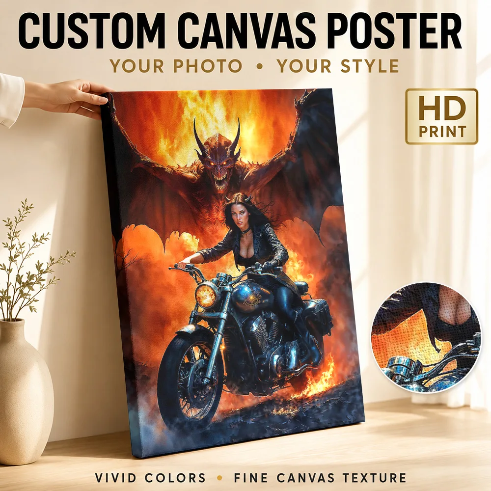Demon Lilith Canvas Print Poster Personalized Photo Gothic Horror Wall Paintings Decoration for Bedroom Man Cave Ready to Hang
