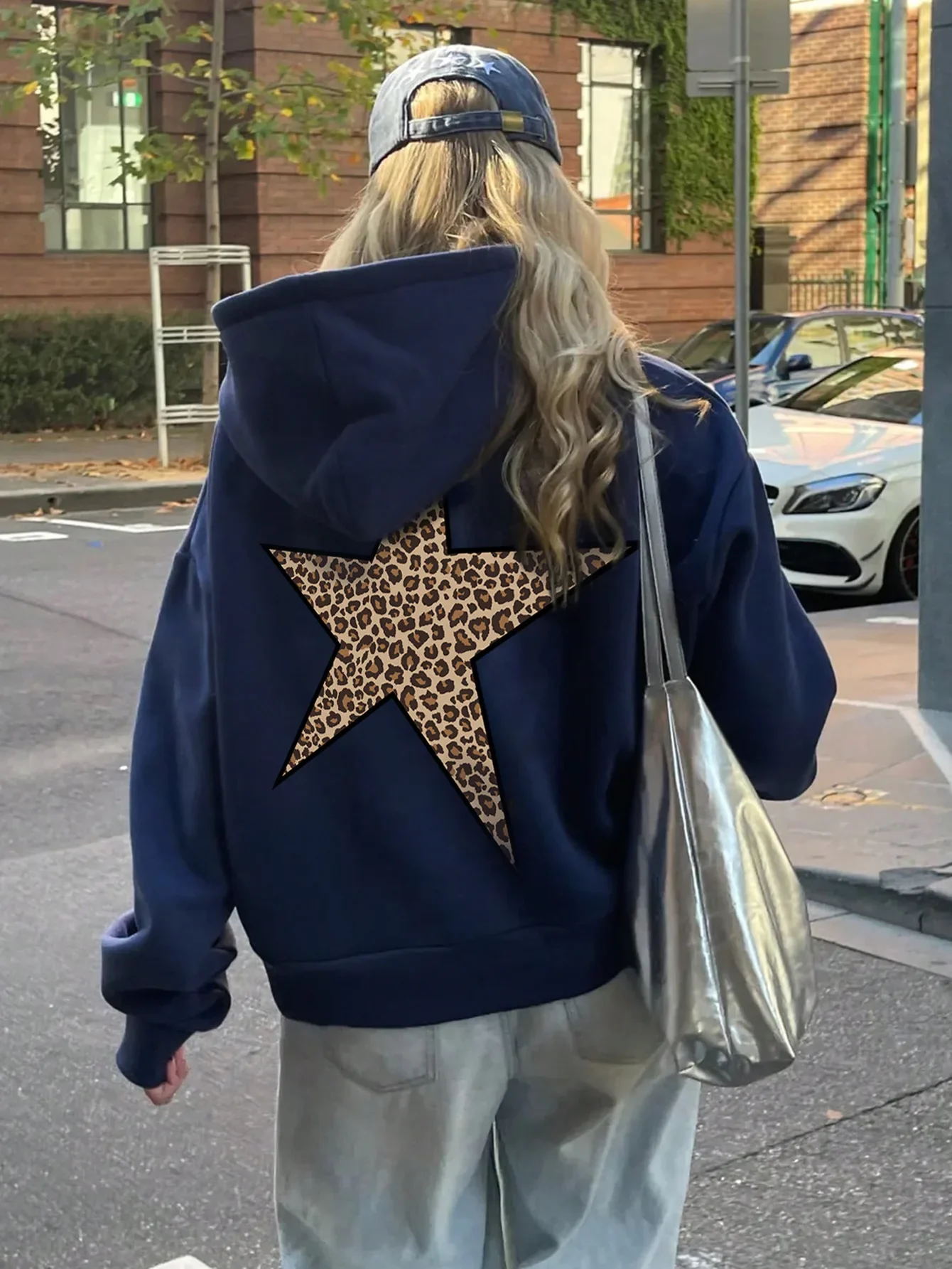

Pop New Women Summer Leopard Print Pentagram Print Hoodie Harajuku Pullover Loose Comfortable Casual Couple Sports Shirt Streetw