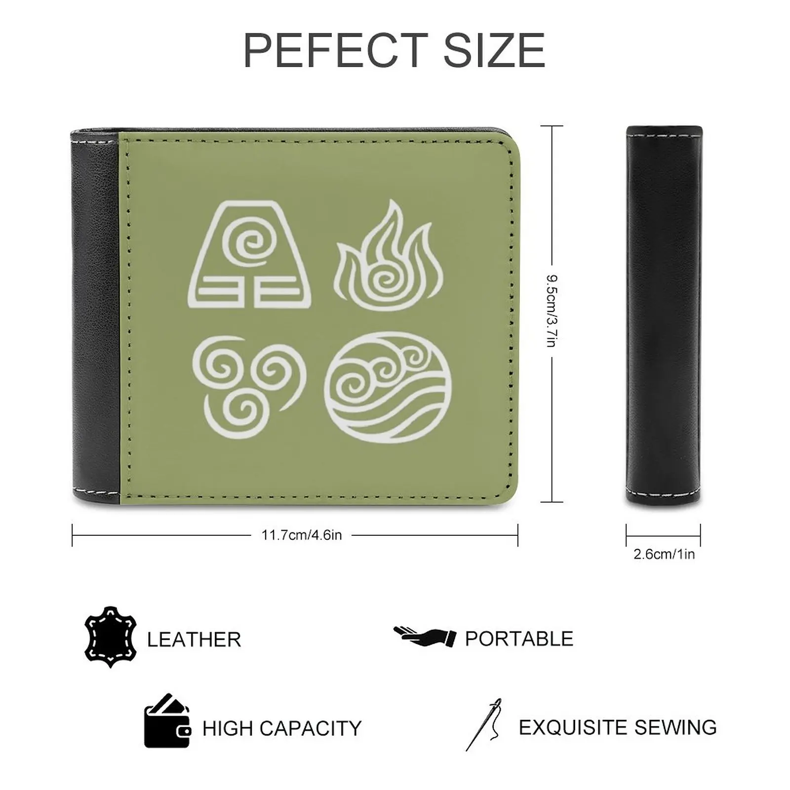 Bending All Four Green Soft Men Wallets New Purse Credit Card Holders For Male Purses Men Wallet The Last Airbender The Last
