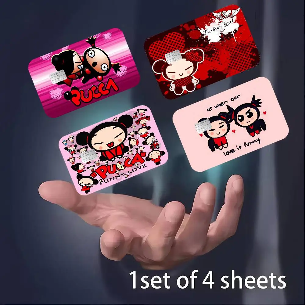 Pequena P-Pucca Cartoon Anmie Adesivo Filme Capa de Pele para Cartão de Crédito Cartão Bancário de Débito Frontal