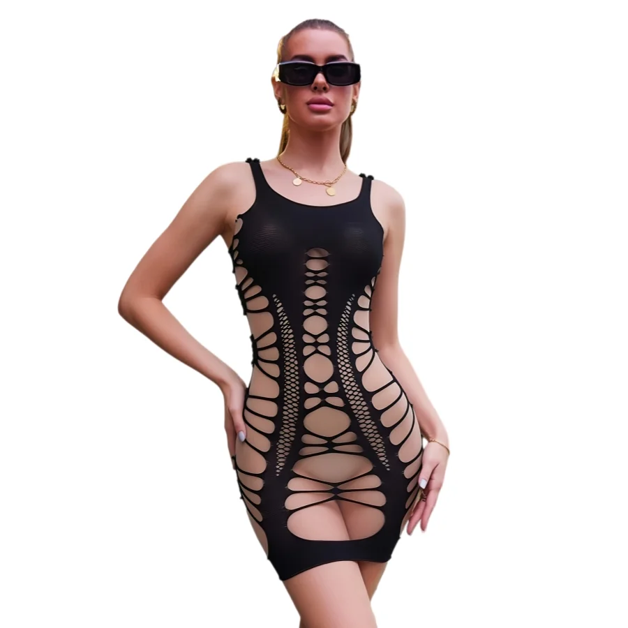 Lencería sexy con tirantes y aberturas, elástica, divertida, que cubre los glúteos, camisón para mujer, ropa de dormir para adultos
