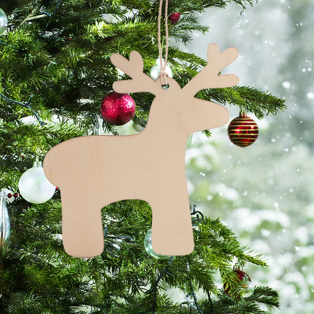 

10Pcs Wooden Snowman Elk Christmas Hanging Ornaments Santa Claus Xmas Tree Party Decorations Wooden Hanging Ornament