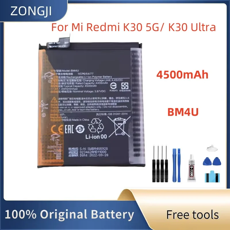 New Battery BM4U 4500mAh Battery For Mi Redmi K30 K 30 Ultra Supreme Version Phone Replacement Batteries+Free Tools