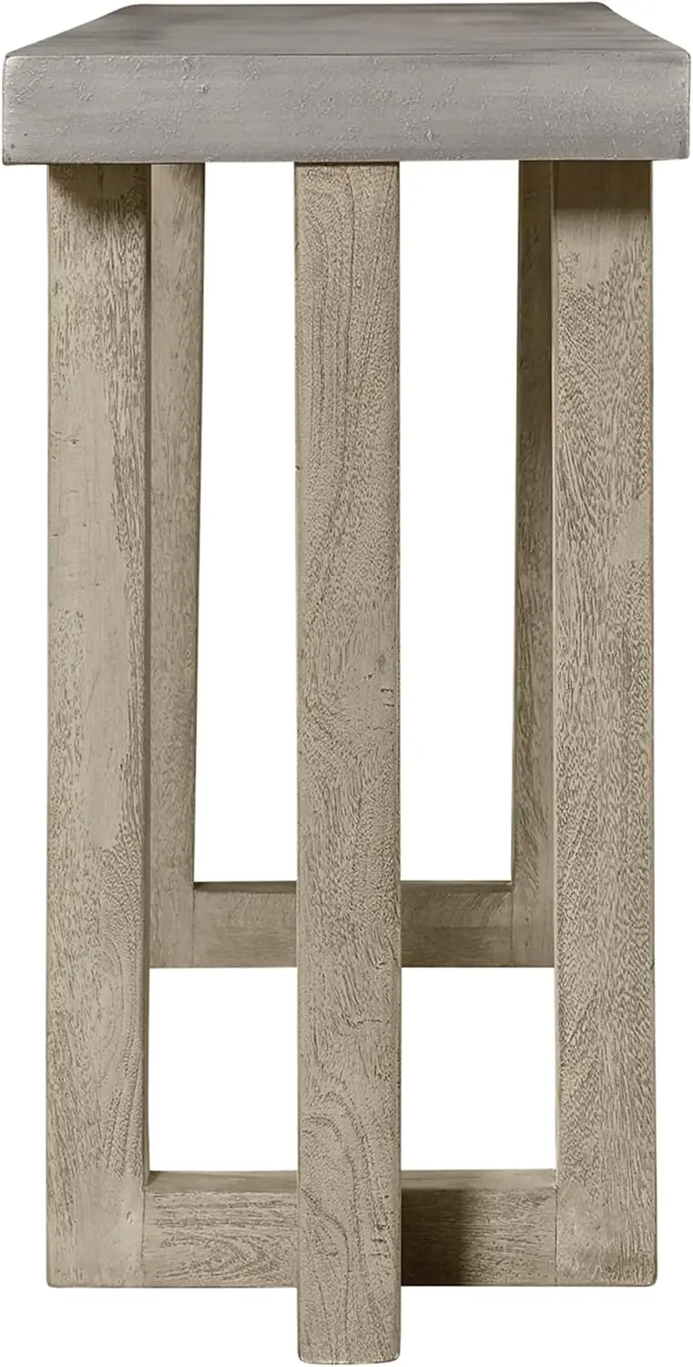 Wood Console Sofá Mesa com Faux Concrete Top