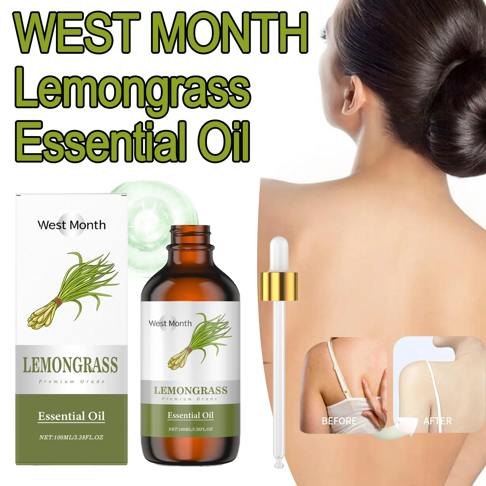 100ml Lemongrass Essential Oil Fresh Fragrance Texture Light Easy To Spread Moisturizes Skin For Skin Hair Diffuser Candle Car