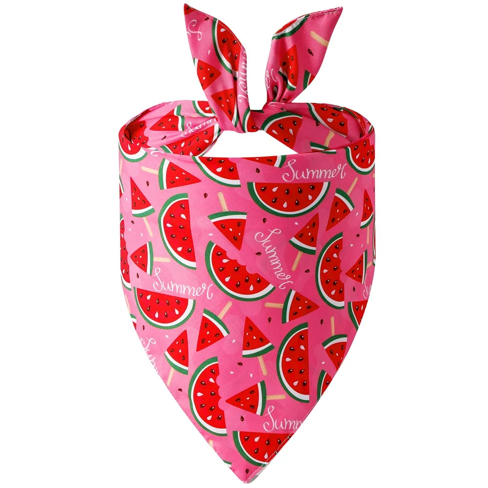 Sucado Dog Bandana Cute Fruit Print Summer Soft Triangle Scarf Bibs Durable Pet Kerchiefs Ice Cream Rabbit Watermelon Bandanas