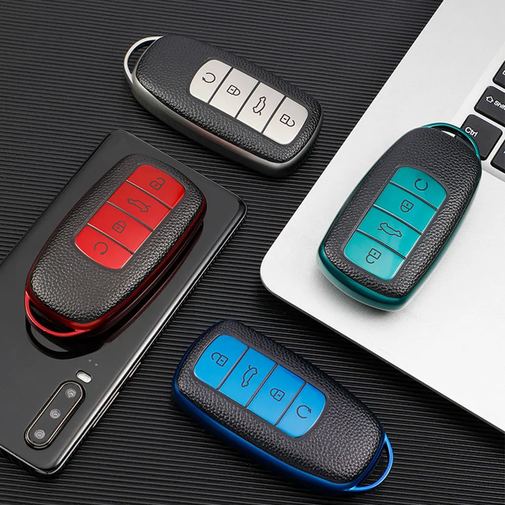 

1Pc Soft TPU Leather Car Smart Key Case Cover Shell Bag Keychain Protector for Chery Tiggo 8 Pro Tiggo 8plus New 5 Plus 7pro