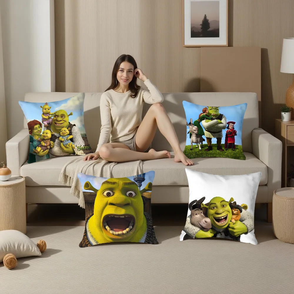 Fantasy movie funny S-Shrek Pillow Case Plush Fabric Soft Pillowcase Double Sided Print  Sofa Cushion Cover Throw Pillow Cover