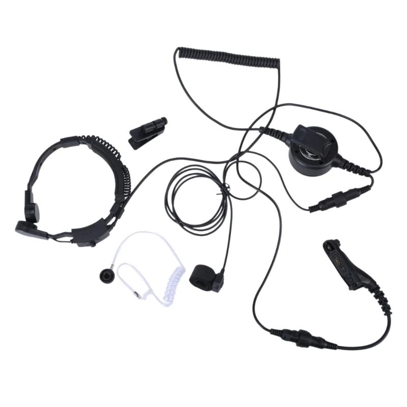 

Throat Microphone Headset Headphone with Finger Push to Talk for P8268 DP4800 Radios Noise-canceling Flexible