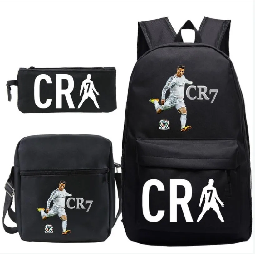 Voetbal Cr7 Cosplay Schooltassen School Rugzak Laptop Tiener Jongens Meisjes Schooltassen 3 Stks/set